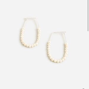 J. Crew Cream Pearl Hoop Earrings